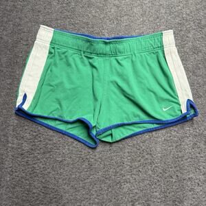 Nike Athletic Running Shorts Women's Large Green/White/Blue Cotton Stretch 3"
